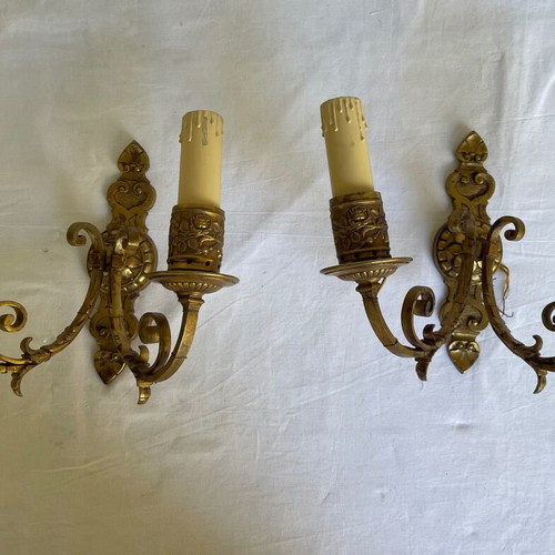 Antique wall lights used, set of 2