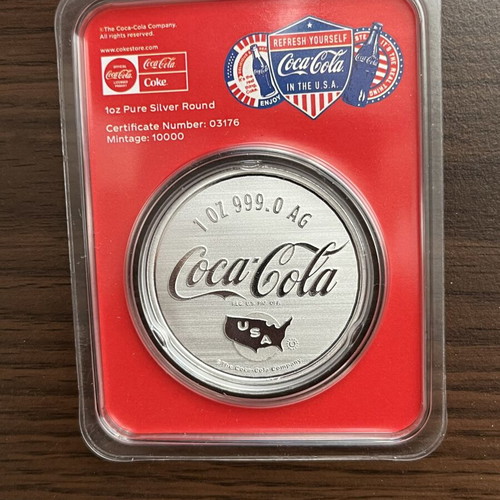 Coca-Cola silver commemorative coin, limited edition 10000