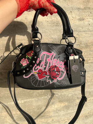 Ed Hardy Τσάντα Χειρός Vegan Δέρμα Νέα Μαύρη