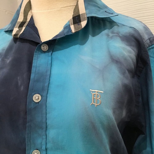 Burberry unisex tie-dye long-sleeve shirt S with vintage check details