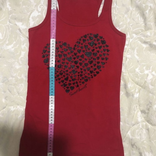 Oysho red tank top with heart print, like new, size S
