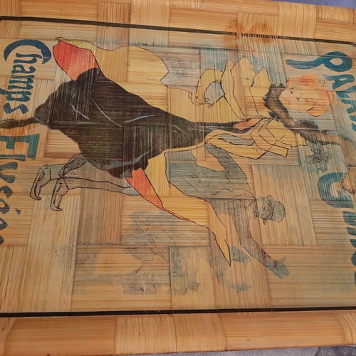 Vintage bamboo tray used with Toulouse Lautrec artwork