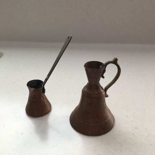 Copper utensils used, jug and briki from the 80s