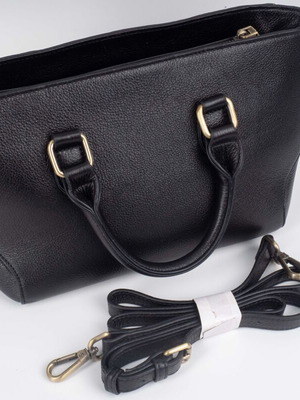 Handgrafted Full Grain Leather Crossbody Bag like new, black