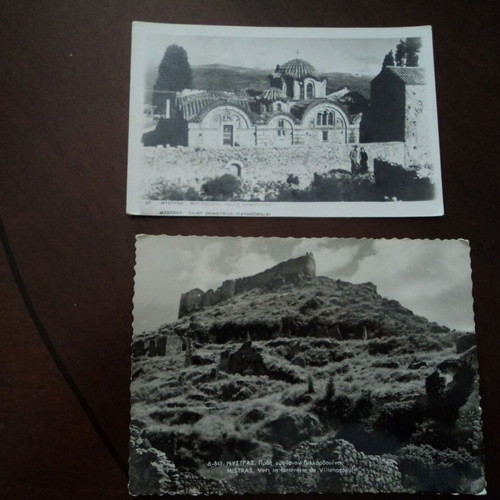 Mystras postcards used, set of 2