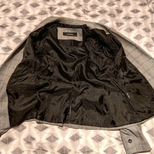 Zara women's gray checkered suit like new, size M