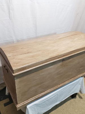 Vintage chest used 1920 with curved lid and secret compartment