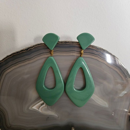 Italian statement resin earrings, green