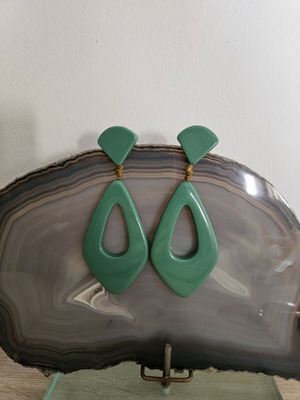 Italian statement resin earrings, green