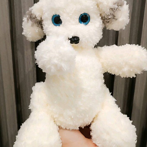 Handmade crocheted puppy new with movable limbs and gift keychain