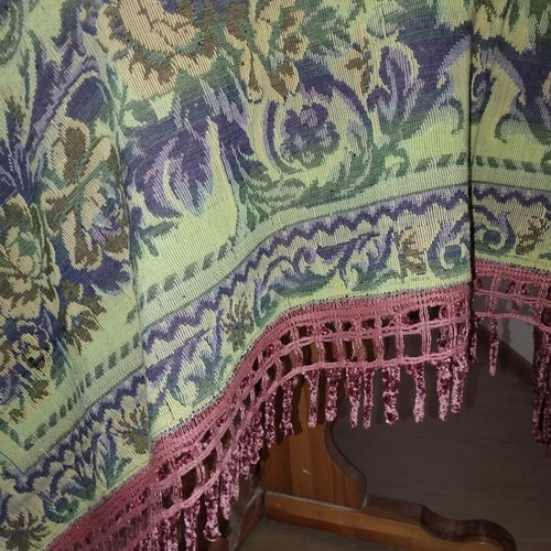 Old double-sided figure tablecloth, thick fabric, 1950s, 1.50x1.50 m