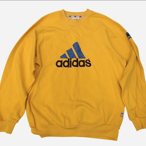 Adidas vintage sweatshirt used, yellow with blue logo, size M