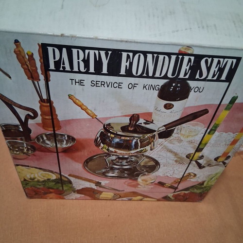 Fondue set stainless steel vintage, new unused