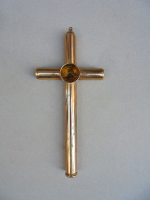 Bronze gilded cross with imitation stone, about 40 years old