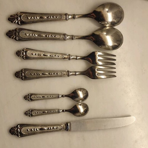 Vintage cutlery set used, silver-plated from the 1960s, 50 pieces