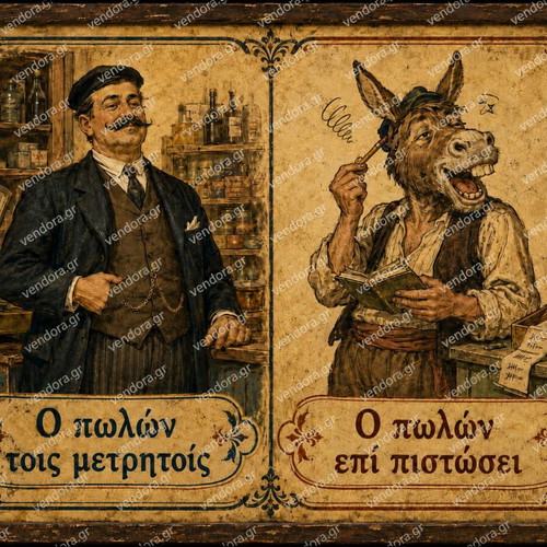 Rare Unpublished Poster "Ο Πωλών Τοις Μετρητοίς Και Ο Πωλών Επί Πιστώσει" A3