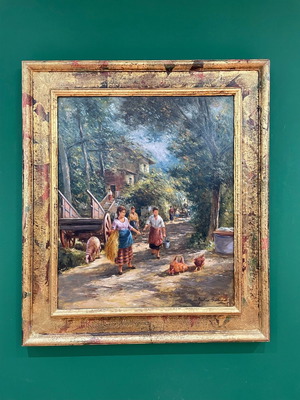 Oil painting by Italian artist like new with gold handmade frame