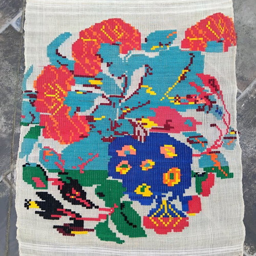 Authentic handmade loom woven textile 4.5 meters like new, antique '50s-'60s