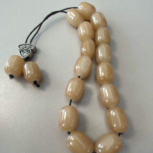 Collectible worry beads like new with dark beige glass beads 22 cm