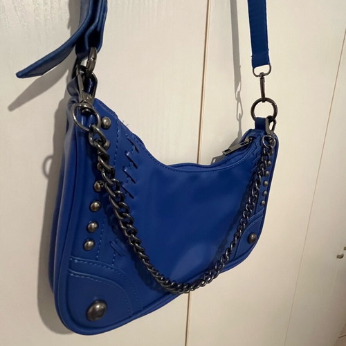 Blue crossbody bag with studs new, Le Cagole style