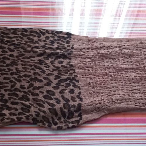 Handmade circular scarf leopard and openwork knit new