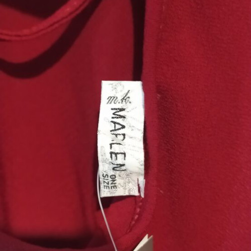 Red top with leather straps and lace-up back, one size