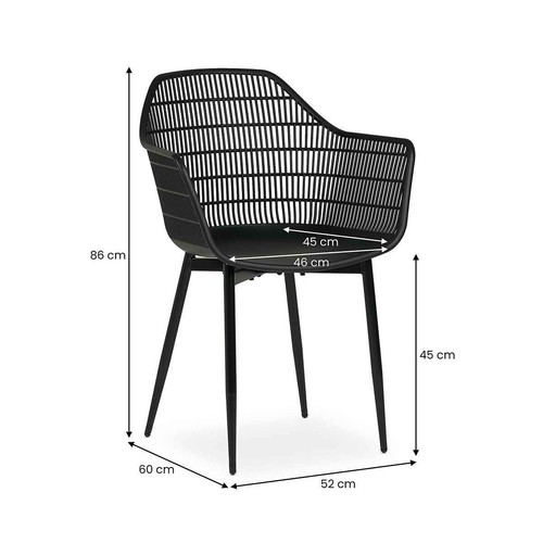 Hadi set of 4 polypropylene black armchairs like new