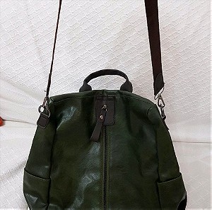 Τσάντα πλάτης και χιαστί σκούρο πρασινο