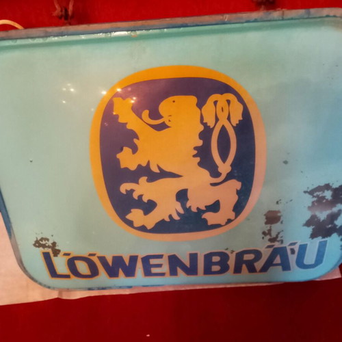 Antique 1984 Lowenbrau Beer Advertising Sign used, collectible