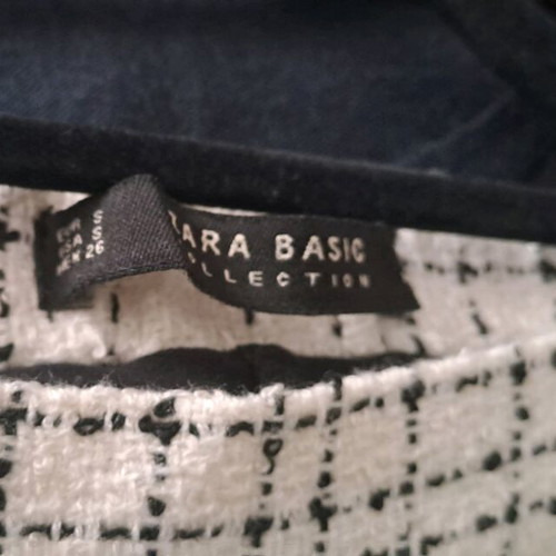 Zara Basic black and white tweed faux-wrap skirt with integrated leggings new