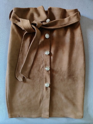 Midi suede skirt like new, brown, elastic waist