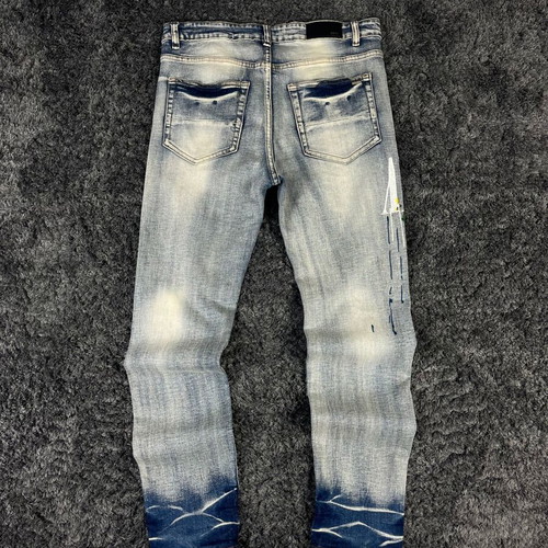 Amiri men's distressed embellished denim jeans like new, size L, blue