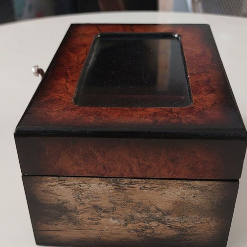 Wooden Jewelry Box with Glass and Bordo Lining new