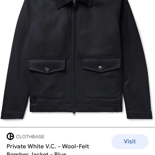 Private White V.C. Wool Bomber Jacket new, men's size S