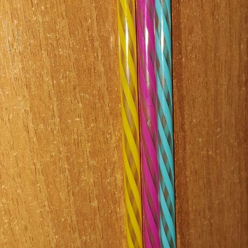 Plastic straws multicolored used, set of 3 pieces