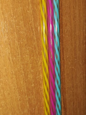 Plastic straws multicolored used, set of 3 pieces