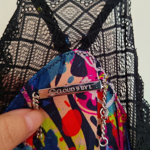 Cloud 9 by L μακρύ πολύχρωμο φόρεμα σε στυλ lingerie με zebra print σαν καινούργιο