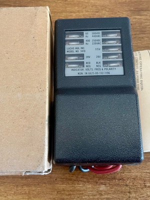 Vintage military voltage, frequency and polarity meter Lucas AUL Inc. 1410 new