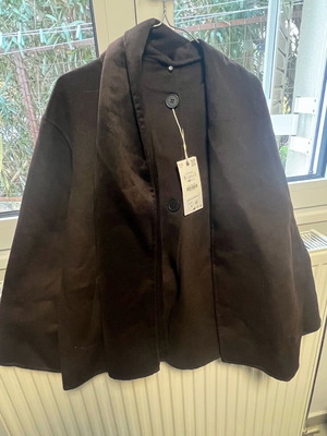 Zara coat with scarf new, brown, size S oversized