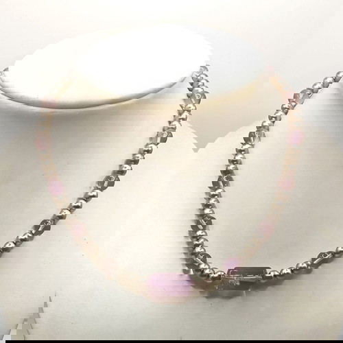 Ασημένιο 925 κοντό κολιέ με ορυκτούς Αμέθυστους καινούργιο