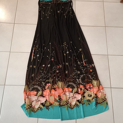 Long dress with floral print, brown, size L
