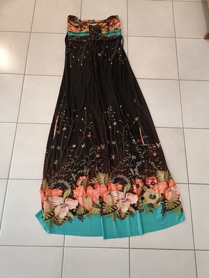 Long dress with floral print, brown, size L