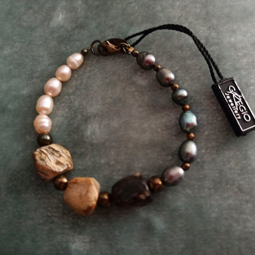 Gregio Jewelry silver 925 bracelet with natural pearls and semiprecious stones new