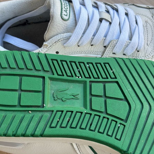 Lacoste sneakers used, white with dark green details, size 44