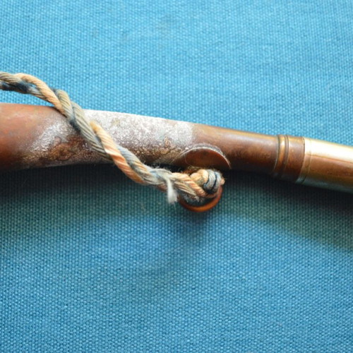 Old prewar tram conductor horn used with fabric ribbon
