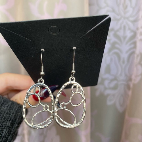 Boho earrings new, steel hooks and silver metal dangle