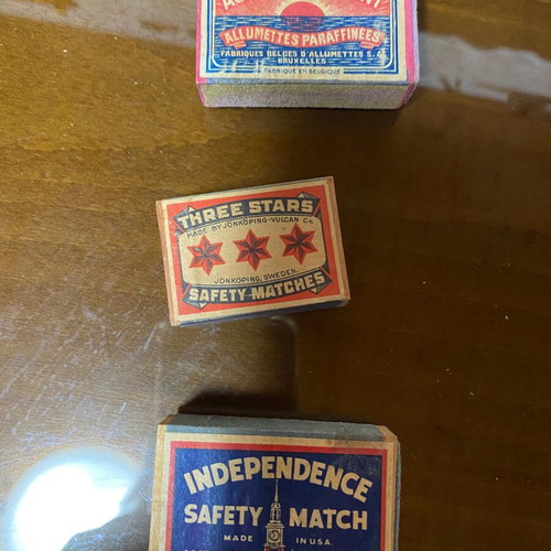 Vintage collectible matchboxes set of 3 used
