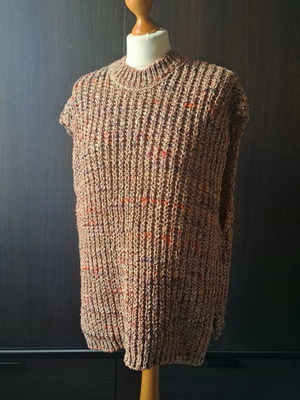 Knitted sleeveless sweater grunge vest long new, multicolor brown