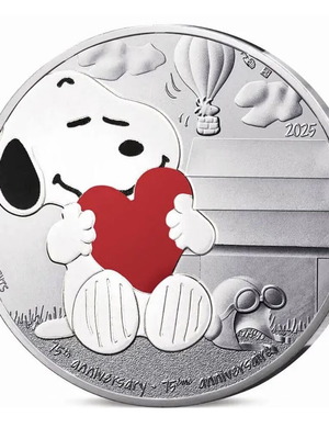 Snoopy 10 Euro Silver Coin new, 2025 France 75th Peanuts Anniversary