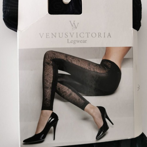 Venus Victoria women's leggings black with side transparency medium new
